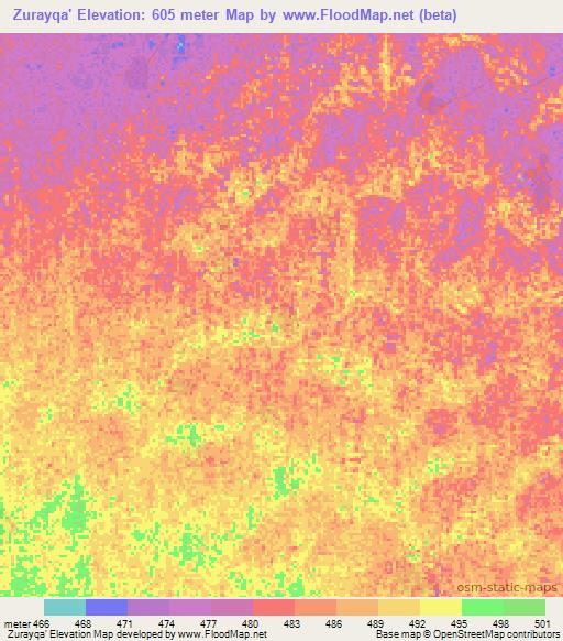 Zurayqa',Sudan Elevation Map