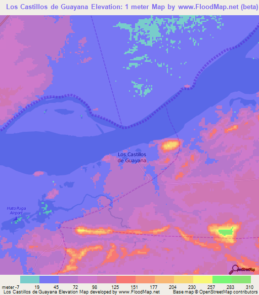 Los Castillos de Guayana,Venezuela Elevation Map
