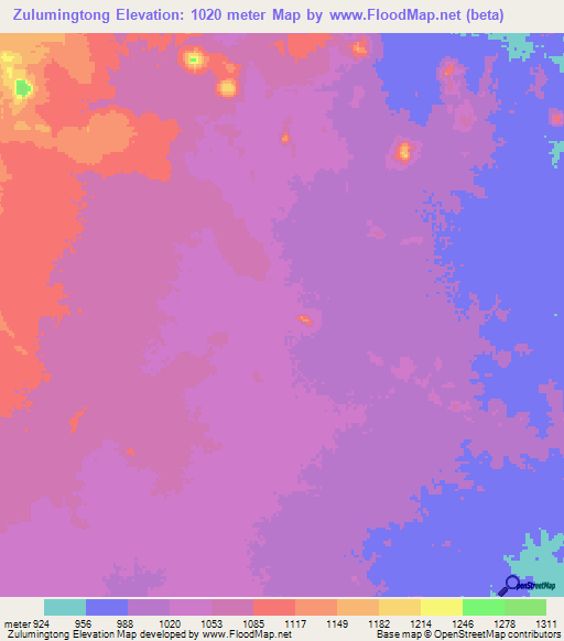 Zulumingtong,Sudan Elevation Map