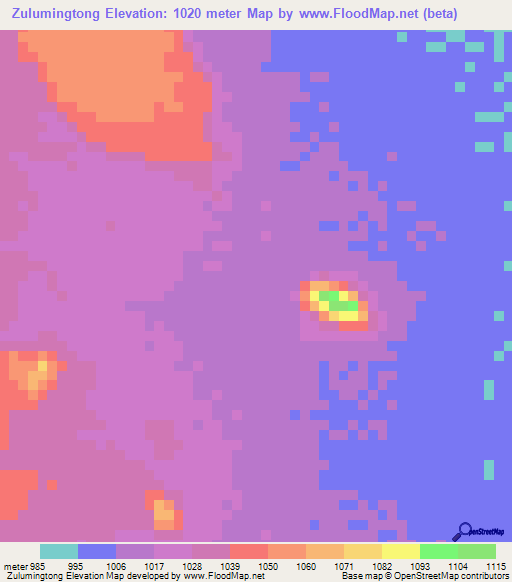 Zulumingtong,Sudan Elevation Map