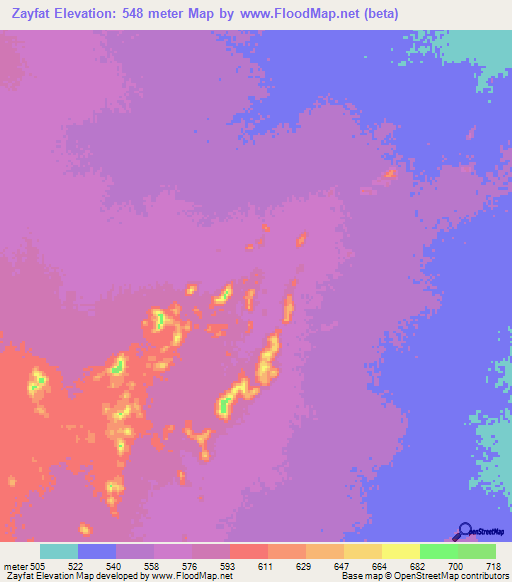 Zayfat,Sudan Elevation Map