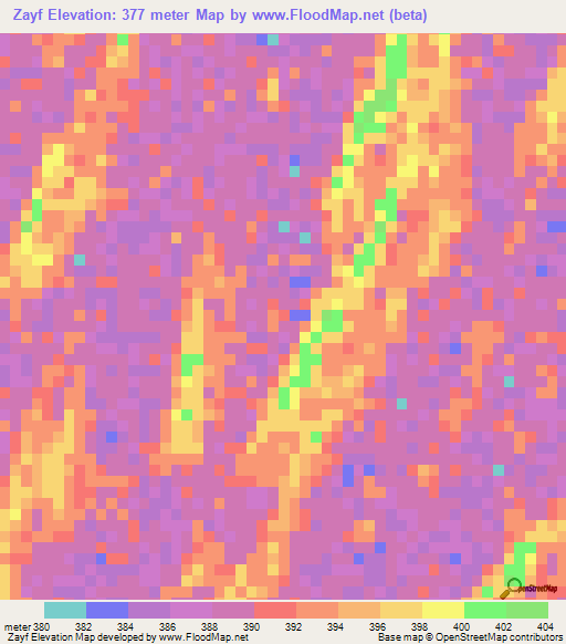 Zayf,Sudan Elevation Map