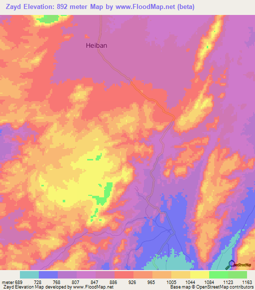 Zayd,Sudan Elevation Map