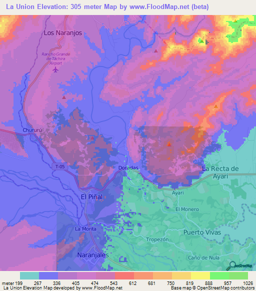 La Union,Venezuela Elevation Map