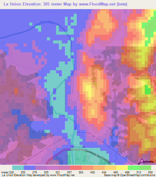 La Union,Venezuela Elevation Map