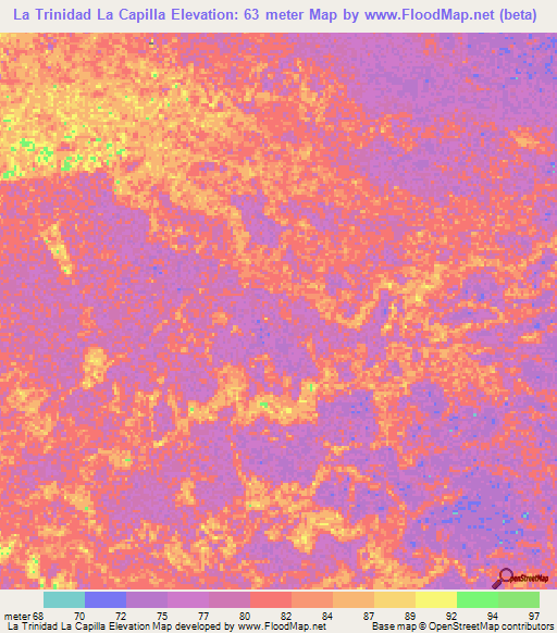 La Trinidad La Capilla,Venezuela Elevation Map