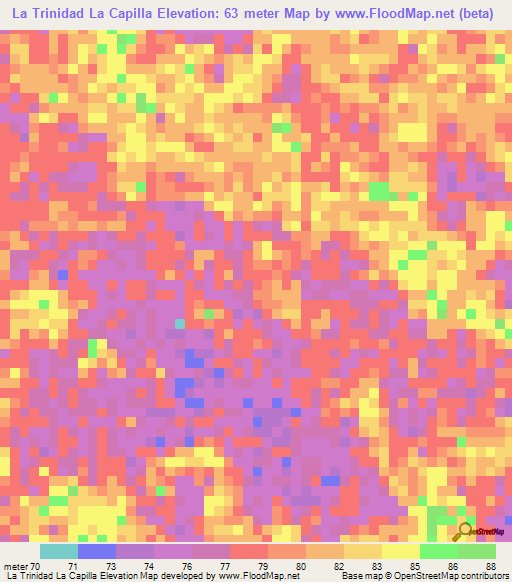 La Trinidad La Capilla,Venezuela Elevation Map