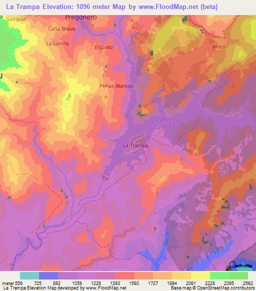 La Trampa,Venezuela Elevation Map