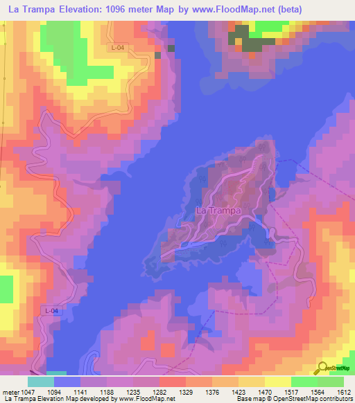 La Trampa,Venezuela Elevation Map
