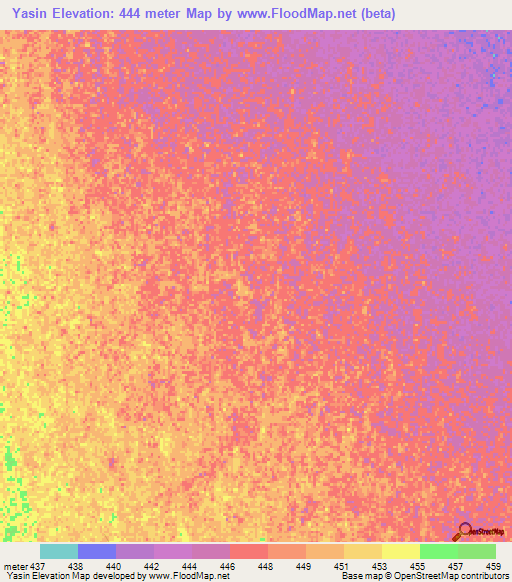 Yasin,Sudan Elevation Map