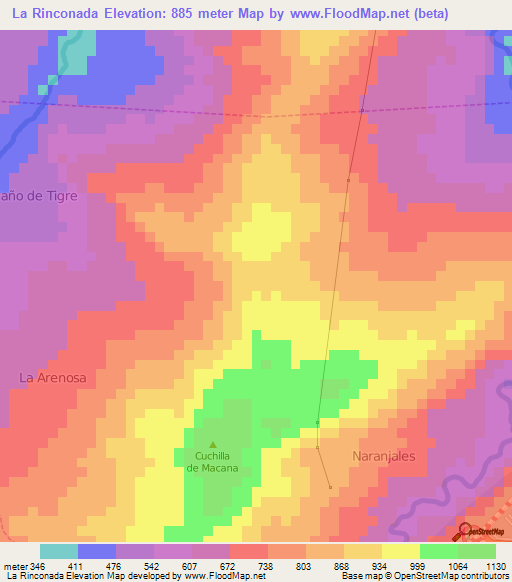 La Rinconada,Venezuela Elevation Map