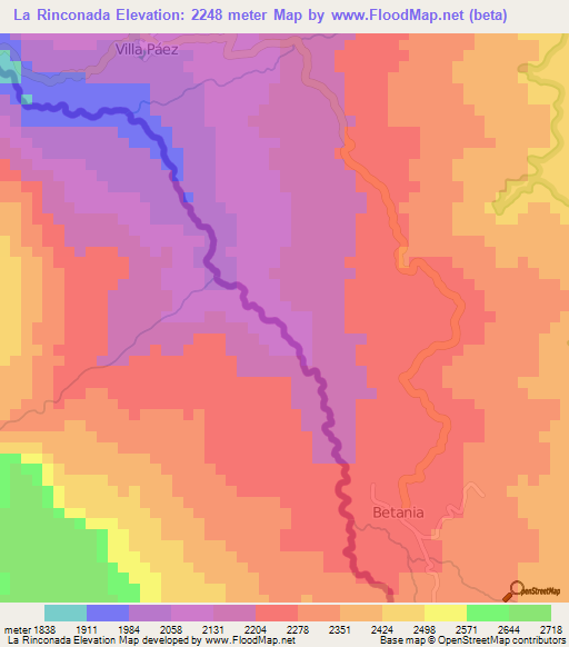 La Rinconada,Venezuela Elevation Map
