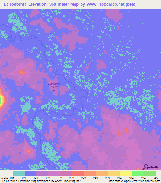 La Reforma,Venezuela Elevation Map