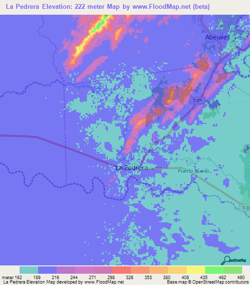 La Pedrera,Venezuela Elevation Map