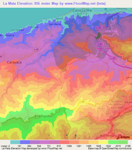 La Mata,Venezuela Elevation Map