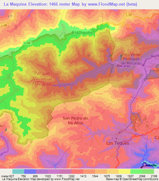 La Maquina,Venezuela Elevation Map