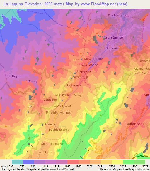 La Laguna,Venezuela Elevation Map