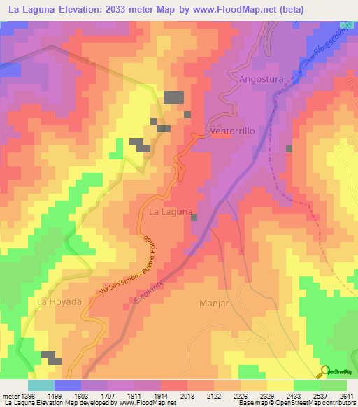 La Laguna,Venezuela Elevation Map