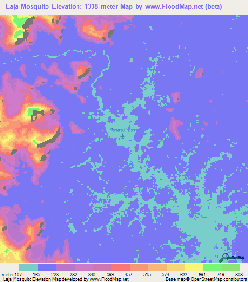 Laja Mosquito,Venezuela Elevation Map