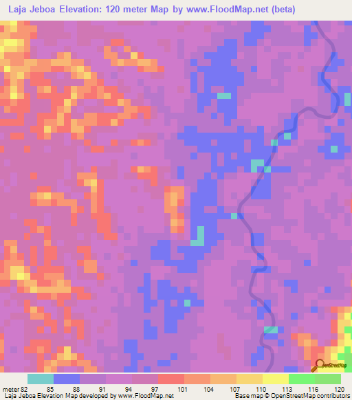 Laja Jeboa,Venezuela Elevation Map