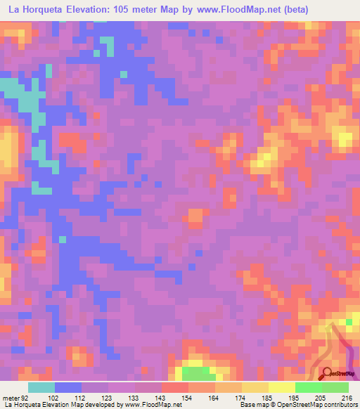 La Horqueta,Venezuela Elevation Map