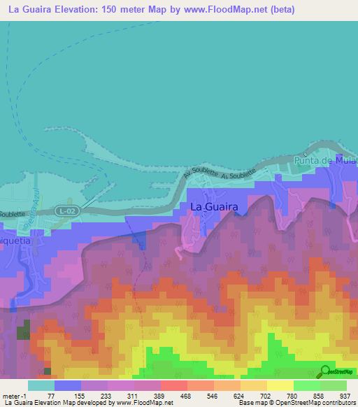 La Guaira,Venezuela Elevation Map