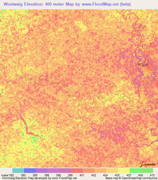 Wontwaig,Sudan Elevation Map