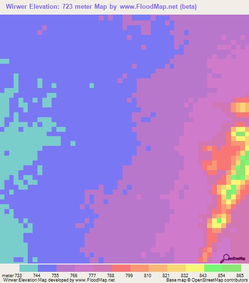 Wirwer,Sudan Elevation Map