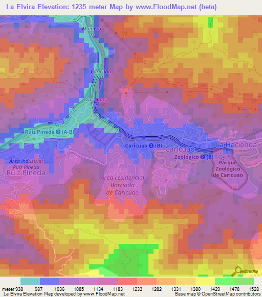 La Elvira,Venezuela Elevation Map