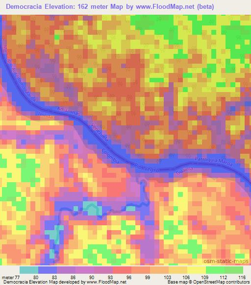 Democracia,Venezuela Elevation Map