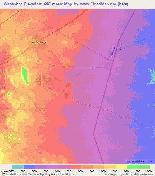 Weheshat,Sudan Elevation Map