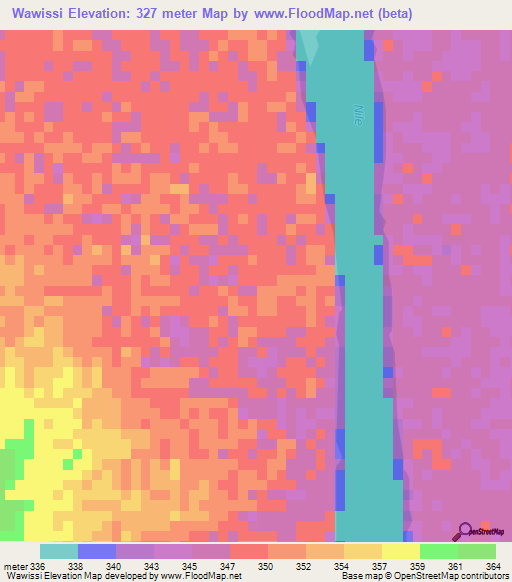 Wawissi,Sudan Elevation Map