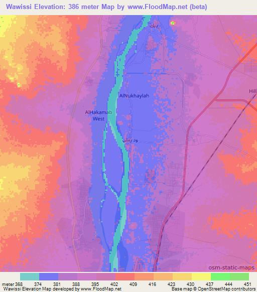 Wawissi,Sudan Elevation Map