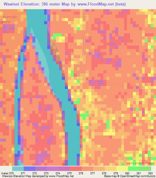 Wawissi,Sudan Elevation Map