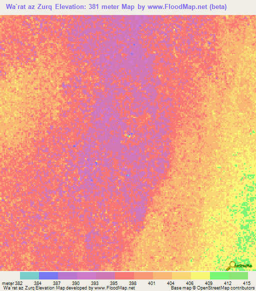 Wa`rat az Zurq,Sudan Elevation Map