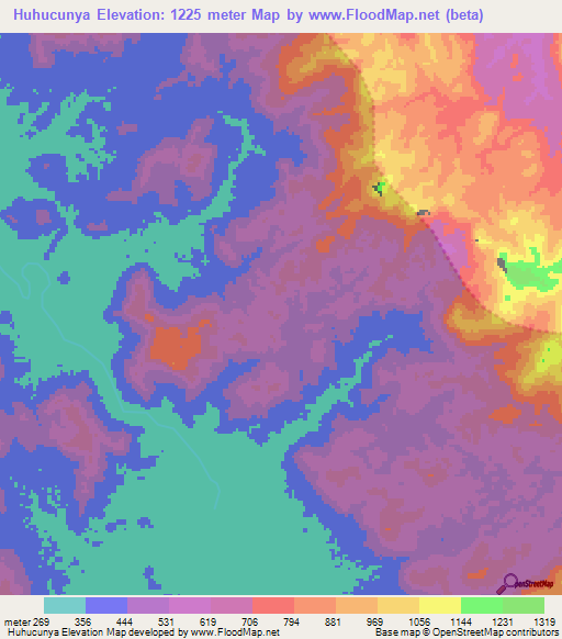 Huhucunya,Venezuela Elevation Map