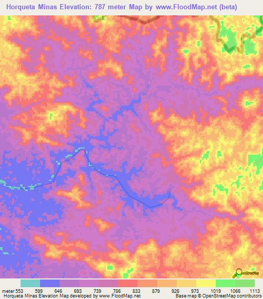 Horqueta Minas,Venezuela Elevation Map