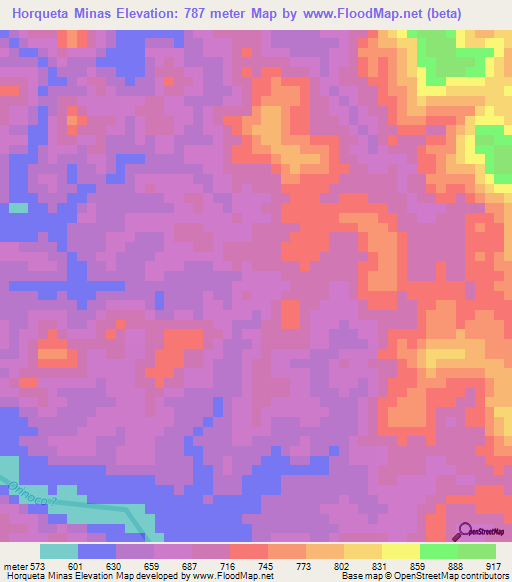 Horqueta Minas,Venezuela Elevation Map