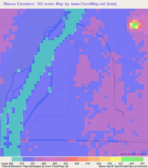 Wanna,Sudan Elevation Map