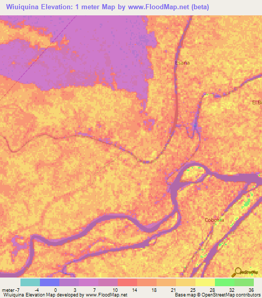 Wiuiquina,Venezuela Elevation Map