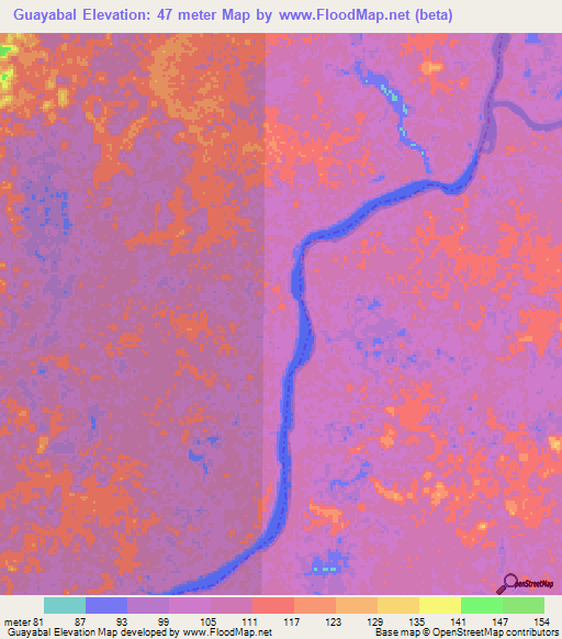 Guayabal,Venezuela Elevation Map