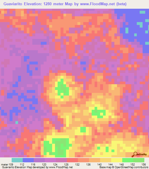 Guaviarito,Venezuela Elevation Map