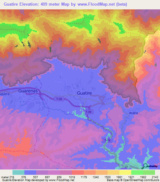 Guatire,Venezuela Elevation Map