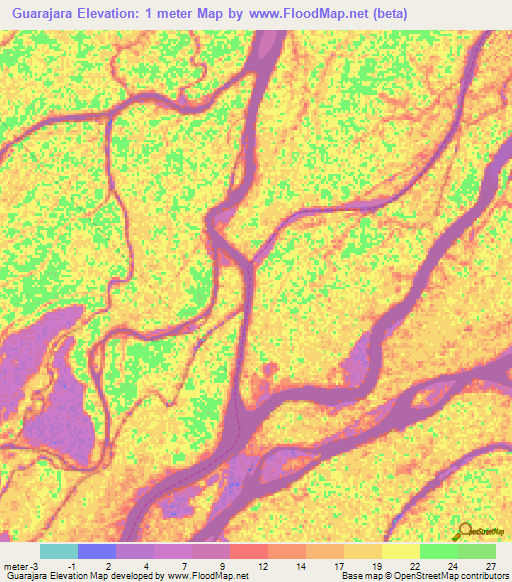 Guarajara,Venezuela Elevation Map