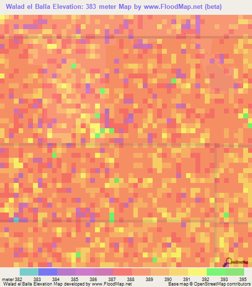 Walad el Balla,Sudan Elevation Map