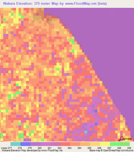 Wakara,Sudan Elevation Map