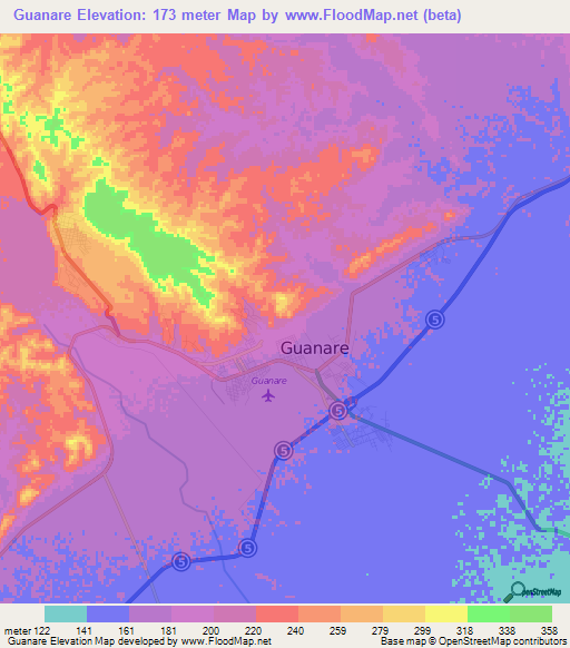 Guanare,Venezuela Elevation Map