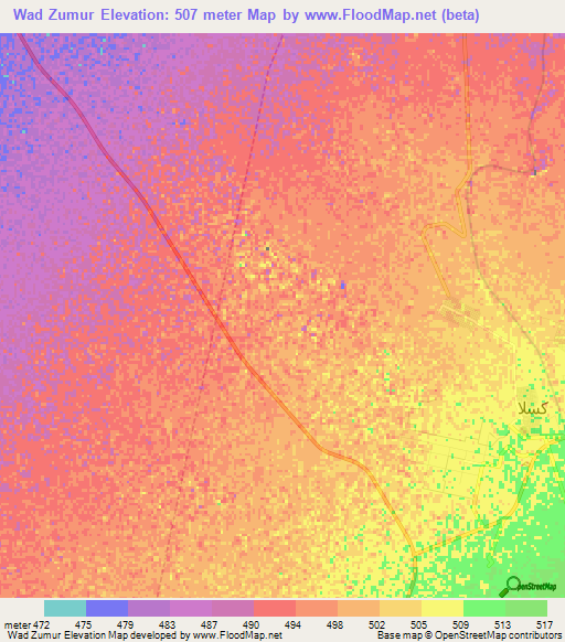 Wad Zumur,Sudan Elevation Map