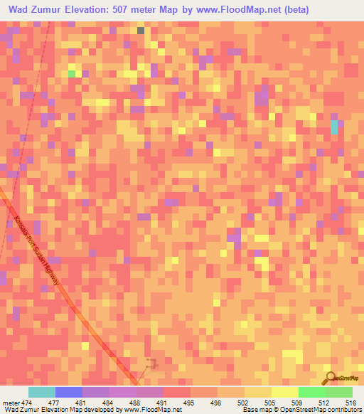 Wad Zumur,Sudan Elevation Map