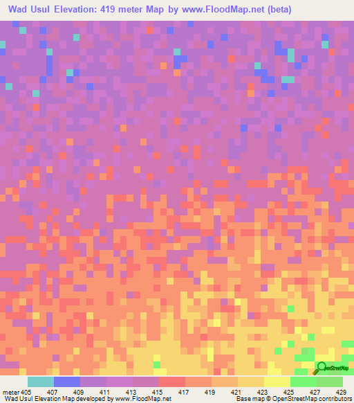 Wad Usul,Sudan Elevation Map